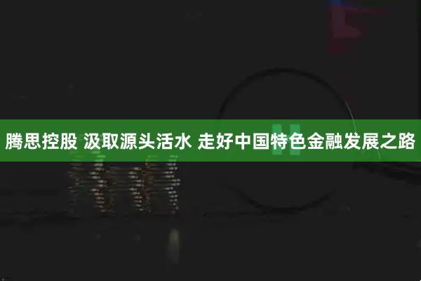 腾思控股 汲取源头活水 走好中国特色金融发展之路